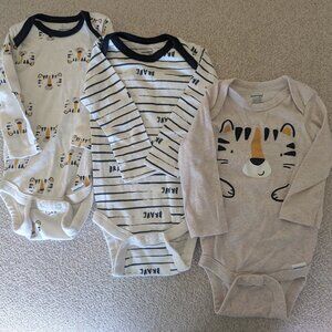 Onesies Brand Brave Tiger 3-6 Month Long Sleeve Button Onesie Gender Neutral
